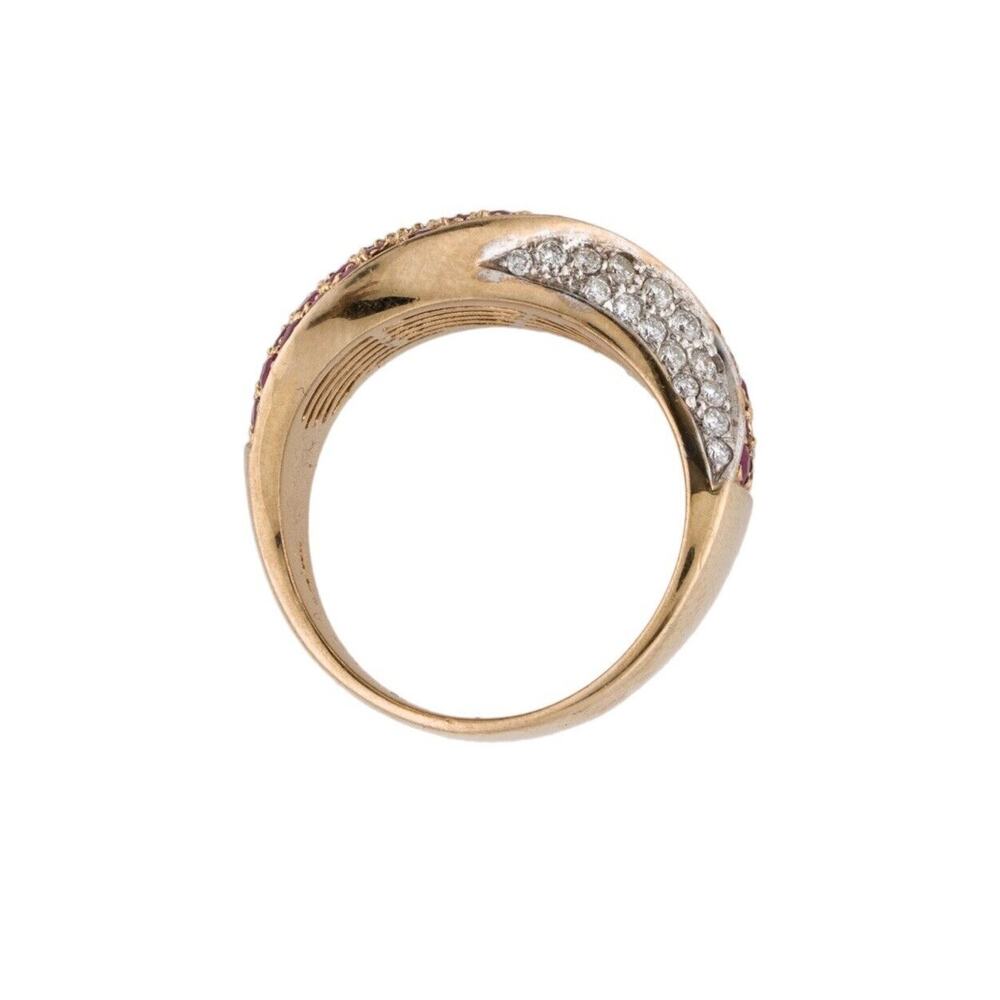 14k Diamond Ruby Ring Wave Design - image 5